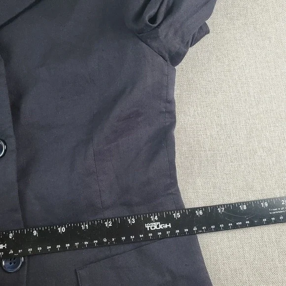 Sonia Speciale Blazer Womens 42 Dark Blue Flax Linen Blend Half Lined Italy - Picture 11 of 14